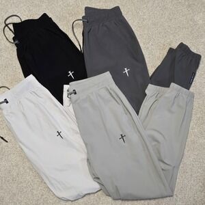 Three Nails Pants Men Medium Gray Bundle Joggers Athletic Zip Pockets Drawstring